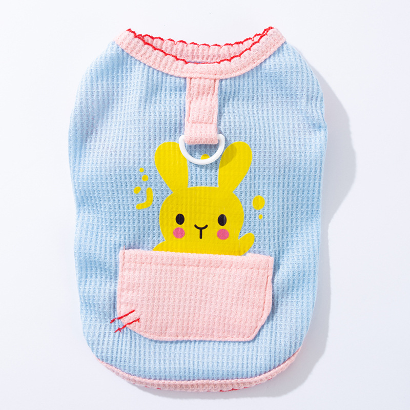 Primavera y verano Dog Card Love Bunny Pocket Chaleco para perros pequeños y medianos Gato Teddy Ropa para perros de dos patas Verano