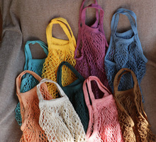 EQ4F推荐！环保纯棉彩色ins时髦法式购物袋购物网兜 编织袋 手拎