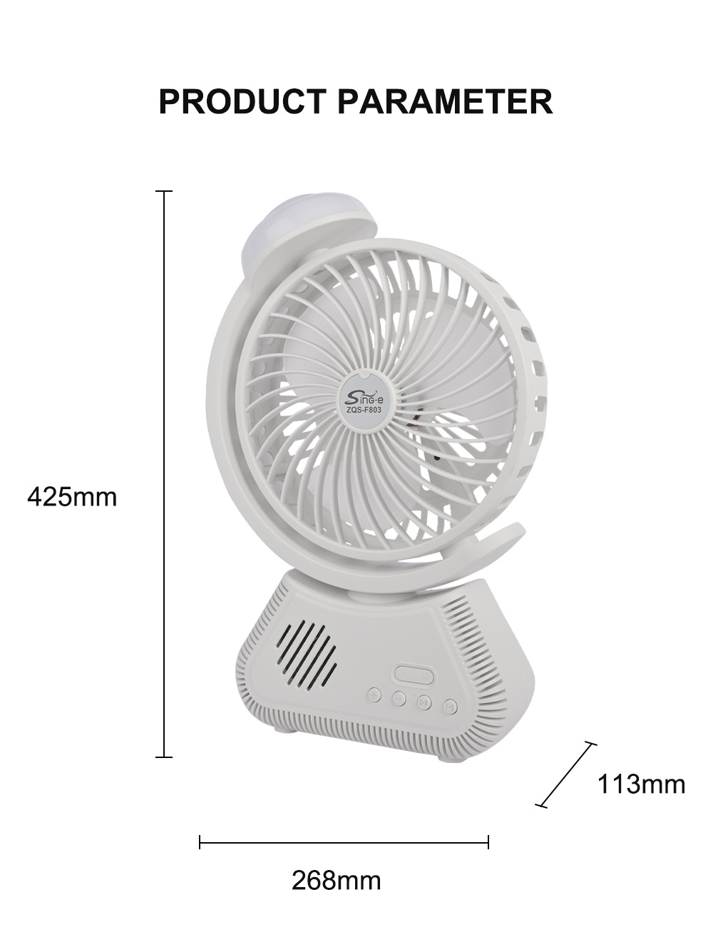 ZQS-F803 New USB Charging Desktop Fan Bluetooth Audio Outdoor Camping Night Light_voghion.com