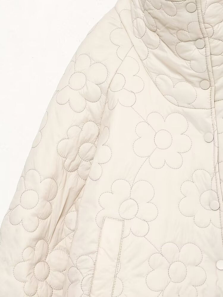 Damenbekleidung Herbst Winter neue blumenbedruckte Baumwolljacke_voghion.com