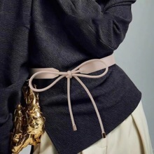 韩式ins风仿皮绑带腰带时尚蝴蝶结打结腰绳穿搭裙子收腰显瘦配饰