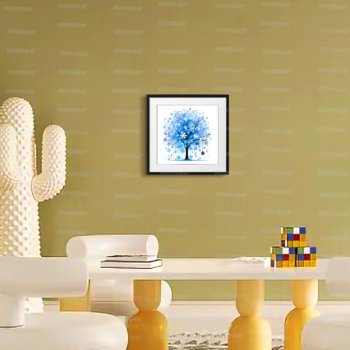 Mona Lisa Royal Cross Stitch Happy Tree-Happy New Simple Modern Plant Sala de estar Entrada Bordado hecho a mano