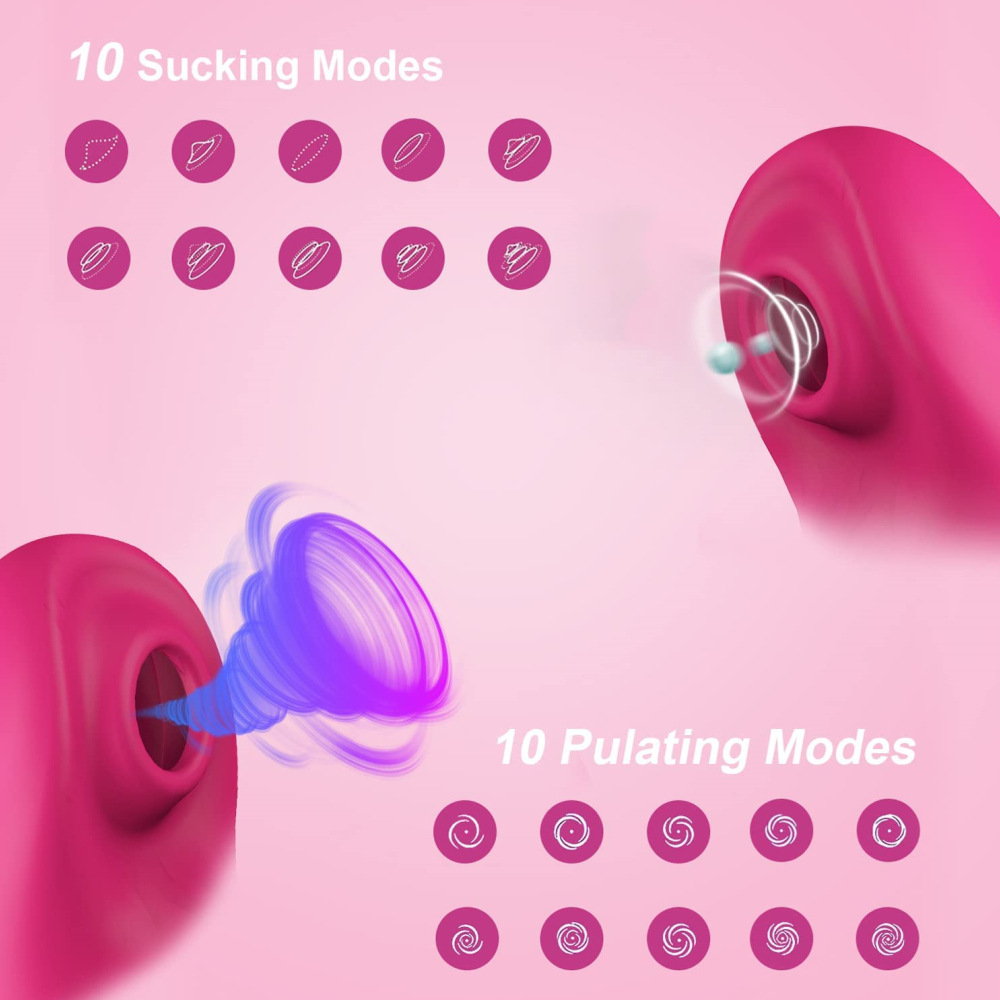 Rosen-vibrator Für Damen Doppelseitiger Saug- Und Perlenvibrator_voghion.com