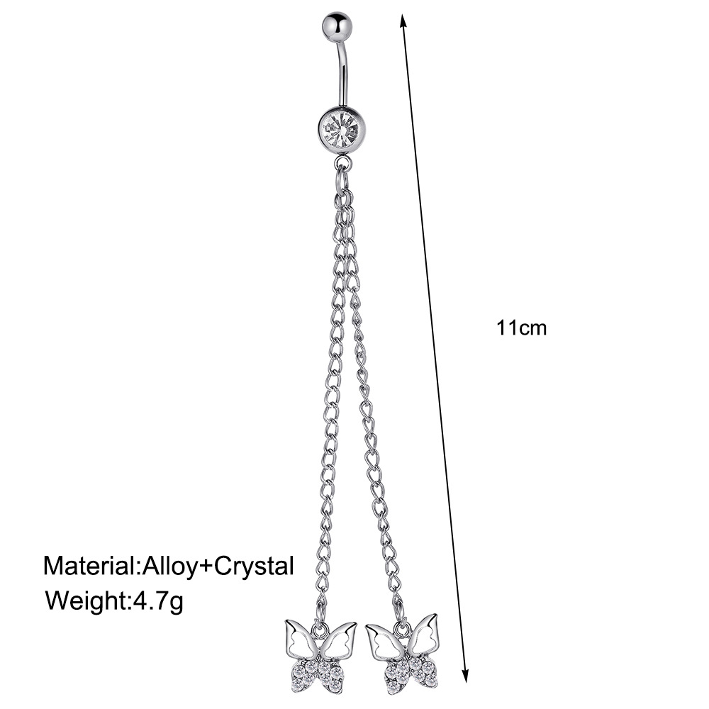 Fashion Butterfly Alloy Inlay Artificial Crystal Belly Ring