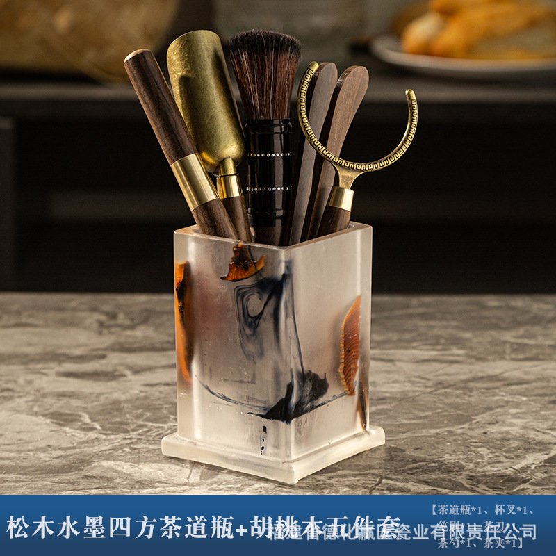 Ceremonia del té seis caballeros set kung fu accesorios de té suministros de almacenamiento de taza de té almohadilla herramientas de preparación de té adornos de mesa de té