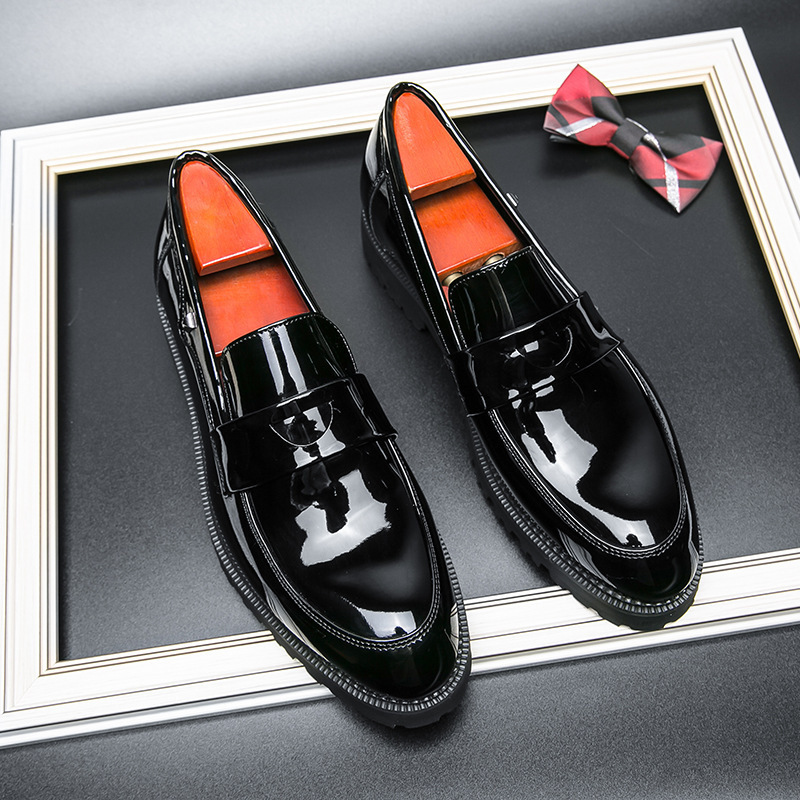 Kişi üçün dəri slip-on ayaqqabı, böyük ölçü, parlaq loafer