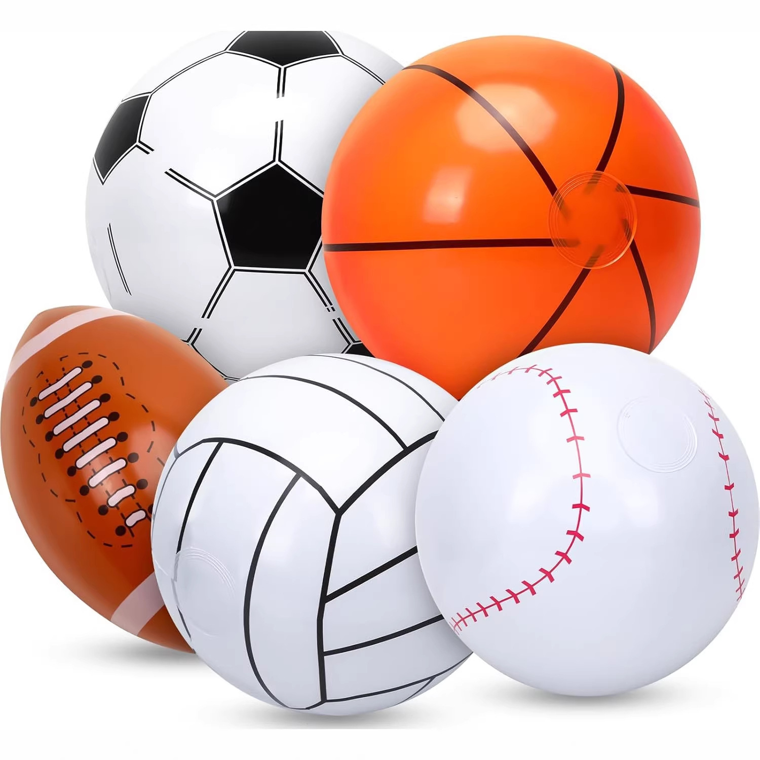 Cross-Border Hot Sale 16inch Inflatable Football Baseball Rugby Basketball Set Water Inflatable Sports Beach Ball