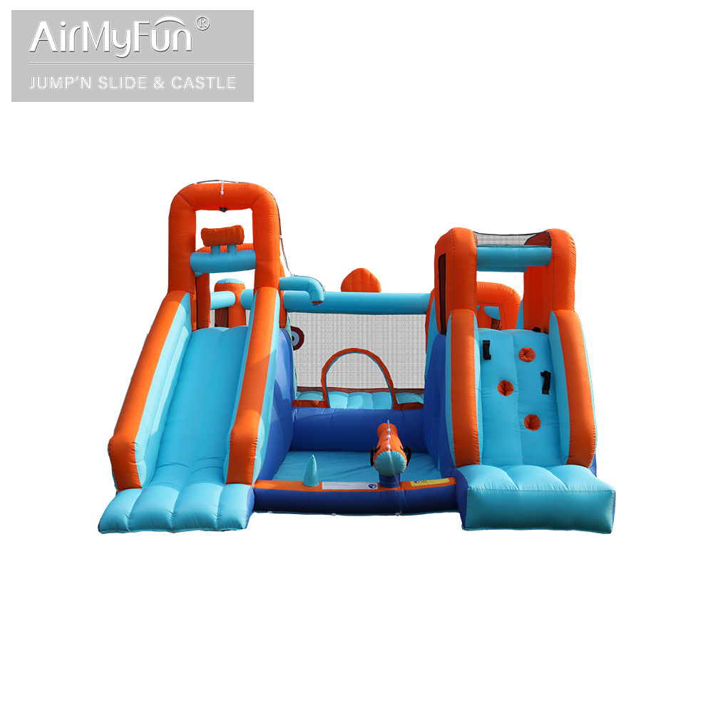 AMF | Castillo inflable para el hogar, parque infantil de rociado de agua, interior y exterior, tobogán de rociado pequeño para el hogar, castillo de salto