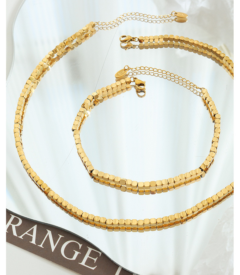 Geometric Pattern Women'S Gender Wholesale Jewelry Fashion Geometric 304 Stainless Steel 18K Gold Plated Plating Anklet Necklace