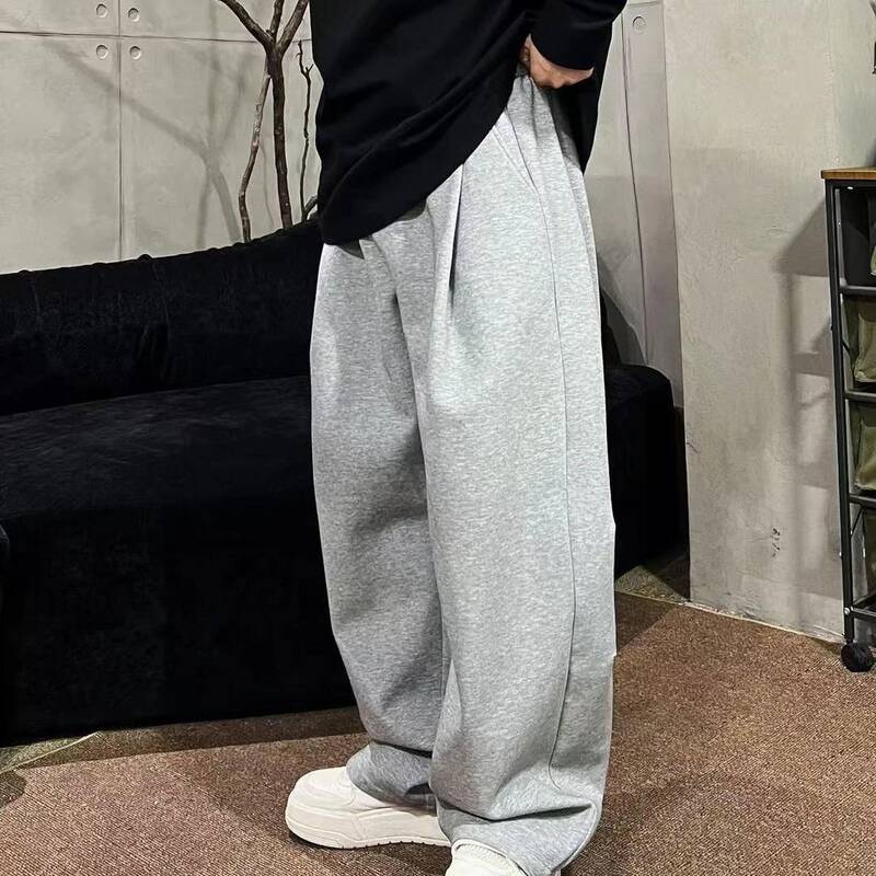 XDZZ25ss秋季百搭重磅高街慵懒感廓形捏褶阔腿时尚百搭男休闲长裤|undefined