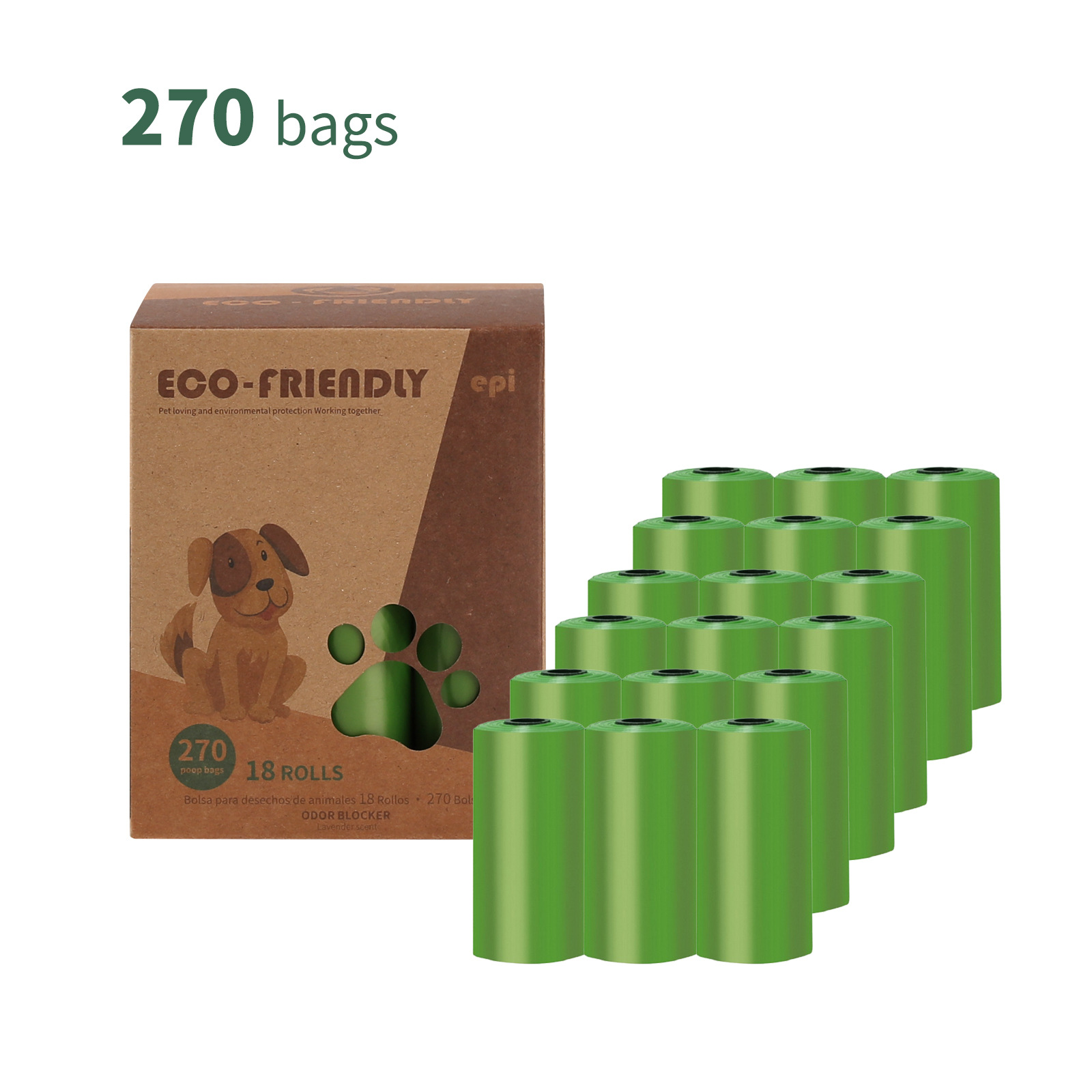 Transfronterizo en stock al por mayor 1,5 Bolsa de basura para mascotas de seda en caja bolsa de caca EPI bolsa de caca degradable bolsa de caca