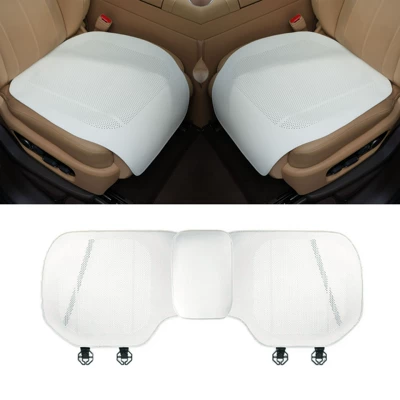 Summer thin padded extended perforated Universal seat cover - lychee-patterned-half-cover-thin-cushion-elegant-white-three-piece-set-universal-model