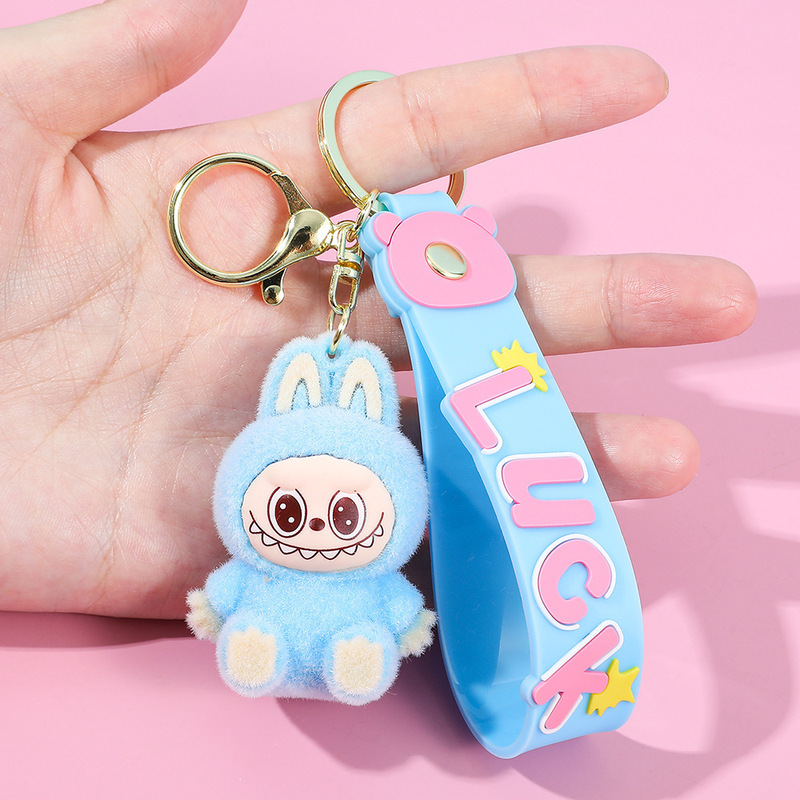 Labubu ラブブキーホルダー漫画出っ歯人形ランドセルペンダント車のキーチェーン小さなギフト卸売|undefined