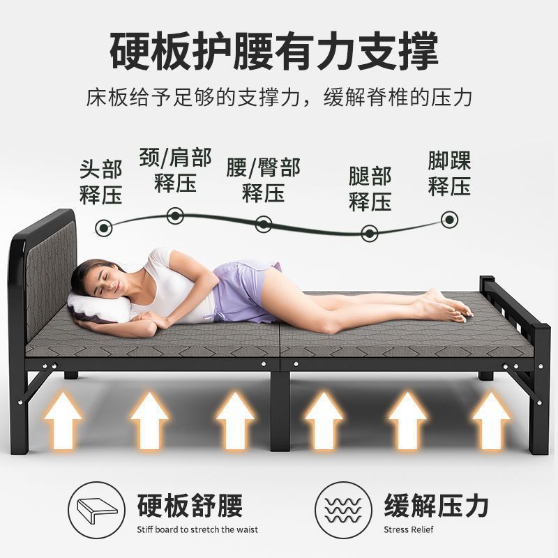 Cama plegable para una persona, cama sencilla para uso doméstico, cama para siesta en la oficina, cama para siesta en el dormitorio, cama pequeña para adultos, cama de hierro al por mayor.