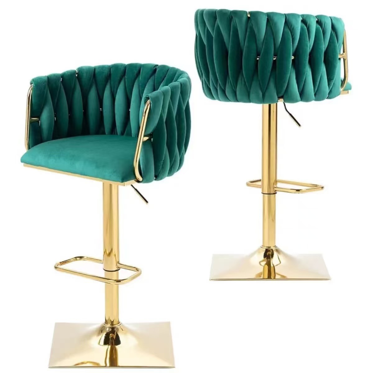 Silla de bar giratoria de elevación de lujo simple silla de bar de recepción moderna silla de metal trenzada personalizada silla alta