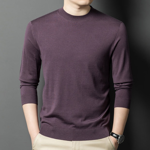 Men's New Wool Sweater Half Turtleneck Sweater with Mulberry Silk Knitted Sweater with Cashmere Base Sweater Men's High-end Sense