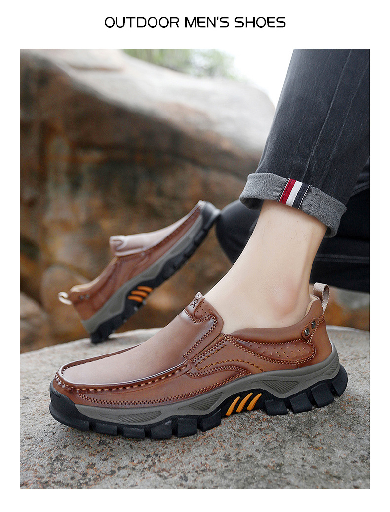 Large Size Driving Men's Outdoor Casual Shoes, Leather Shoes For Middle-aged And Elderly Dads_vogvips.com