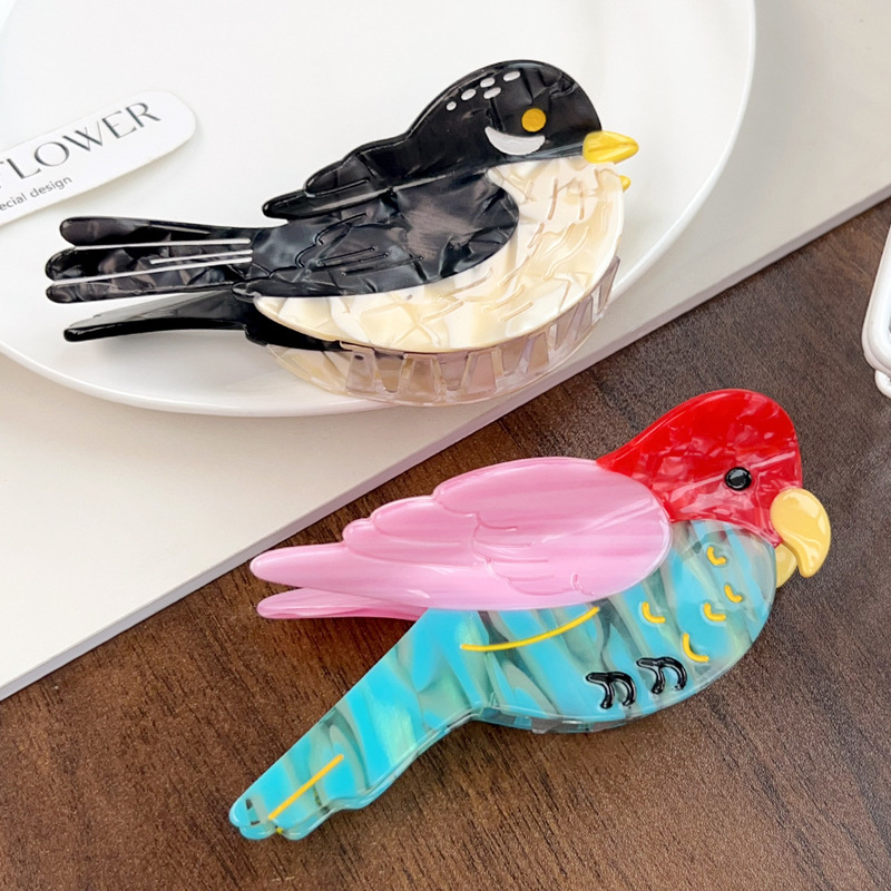 新しいニッチバードシリーズヘアピン漫画グリッパーペットデザイン酢酸大型ヘアシャーククリップジュエリー|undefined