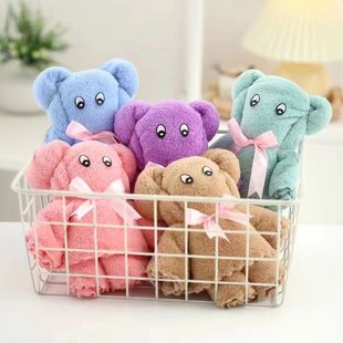 Coral Velvet Cartoon Square Towel, Holiday Souvenir, Wedding Supplies, Event Opening, Bear-Shaped Towel, Cross-Border Exclusive Supply