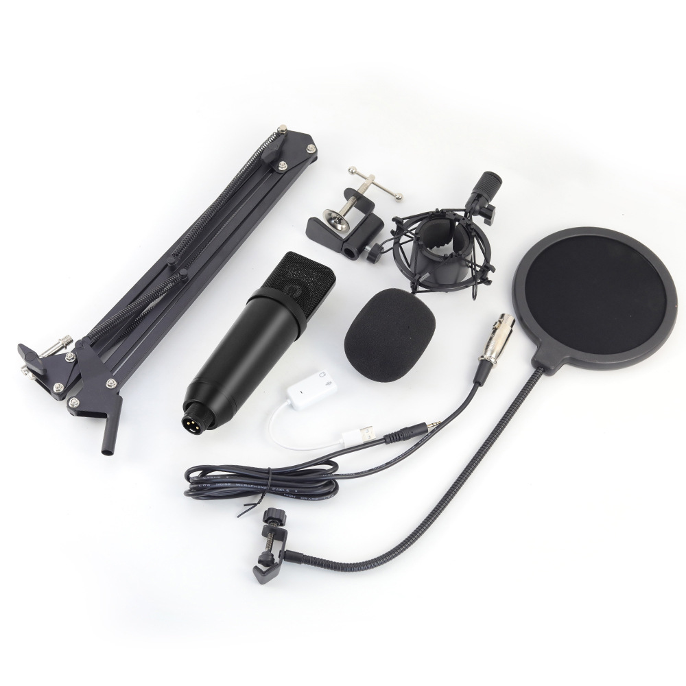 Profesional gran diafragma U87 micrófono condensador teléfono móvil computadora transmisión en vivo K canción estudio de grabación gritar micrófono 48V