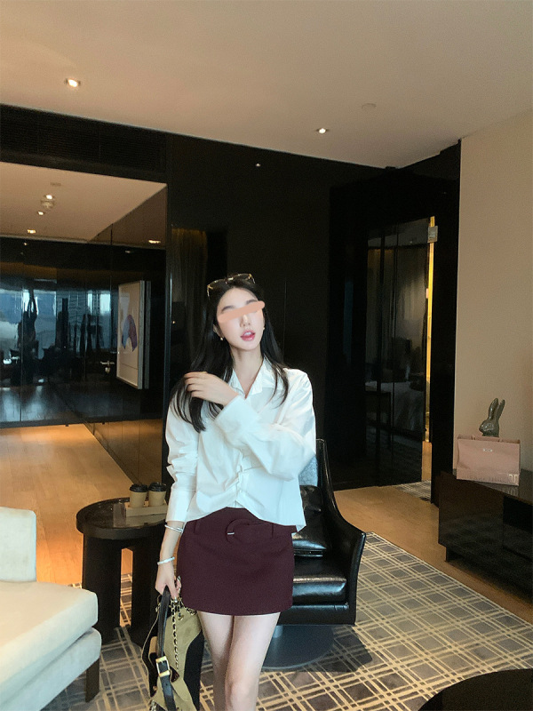 区区欧阳翻领系带衬衫女秋季新款设计感小众复古衬衣宽松长袖上衣|undefined
