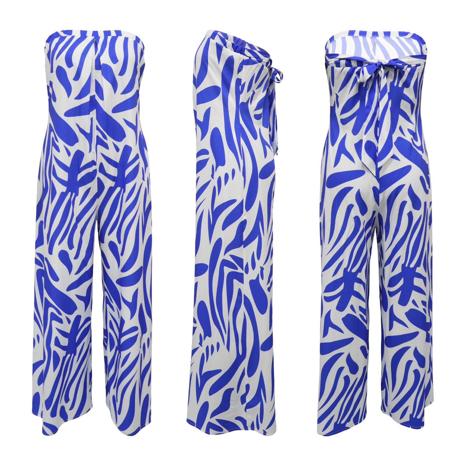 Women Clothing Printed Sleeveless Wide Leg Jumpsuit