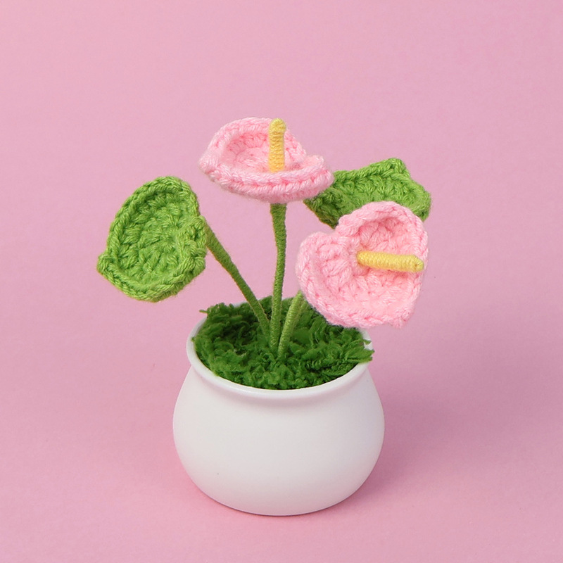 完成品クロスボーダーニットウールひまわり鉢植え造花研究デスクトップ装飾品卒業子供の日の小さなギフト|undefined