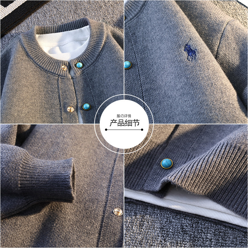 Explosiones transfronterizas de tamaño grande europeo Cardigan jersey suéter hombre chaqueta vieja ganancia fábrica de botones turquesa al por mayor