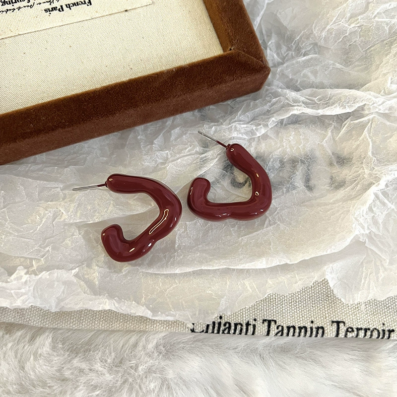 Серьги, бордовые ретро эмаль, новая коллекция, премиум