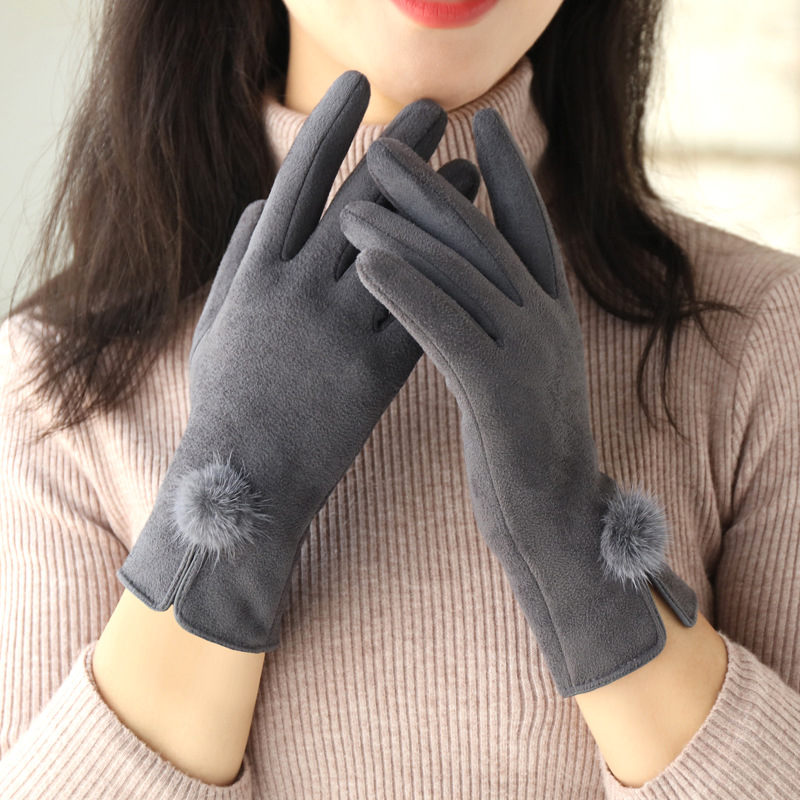 Men's Gloves Spring and autumn winter suede plus velvet gloves touch screen riding driving non slip warm cold Gloves_voghion.com