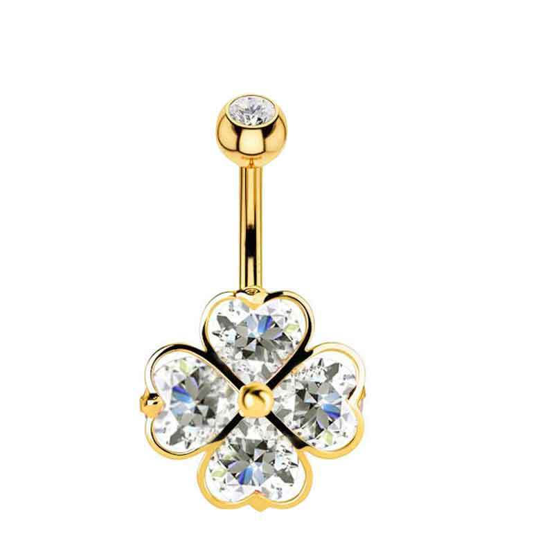 Gold Star Navel Ring 316L Surgical Steel Belly Button Piercing Jewelry Dangle CZ detail image 13