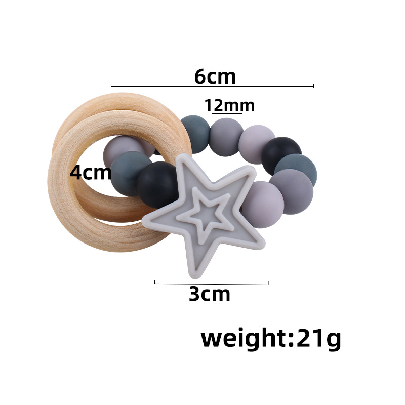 AliExpress nueva fábrica en stock al por mayor bebé mordedor pulsera de silicona para niños estrella de cinco puntas dientes juguetes de molienda