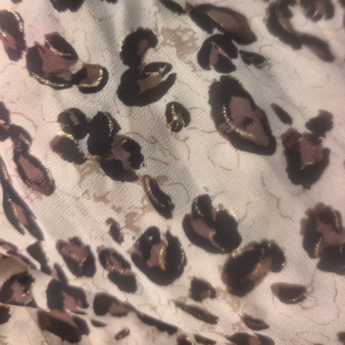 新款乱麻雪纺豹纹金丝边衬衫连衣裙服装面料饰头饰DIY大肠圈制作