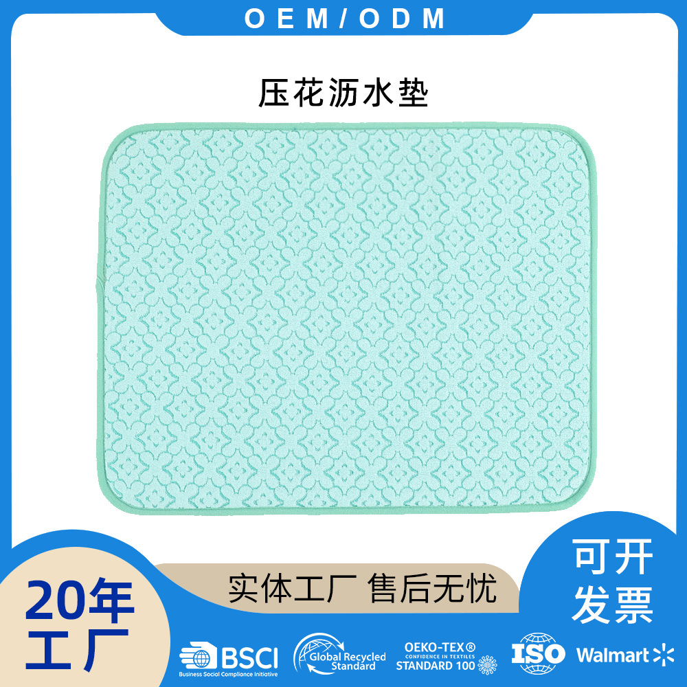 Fabricante tejido de trama jacquard microfibra engrosamiento esponja mantel personal cocina drenado mantel absorbente almohadilla de aislamiento térmico