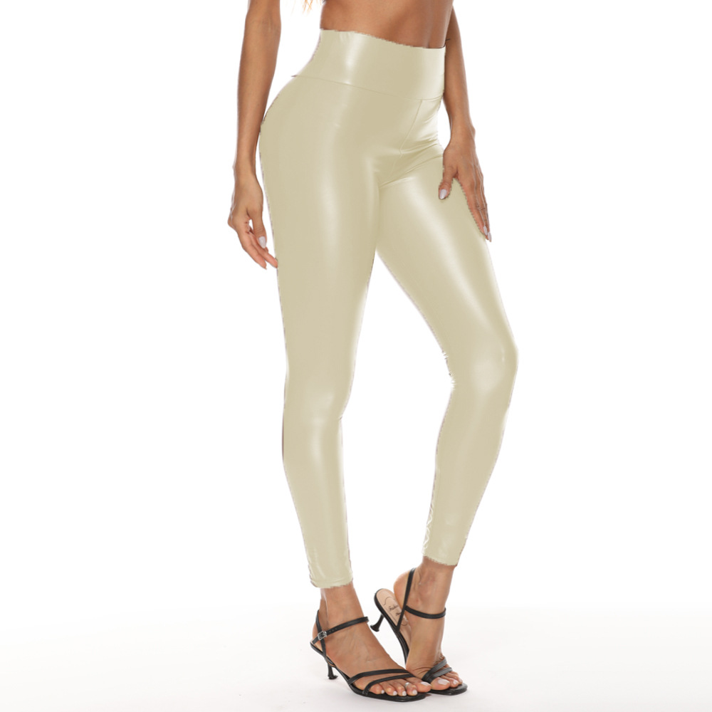 Pantalons en cuir colorés pour femmes, pantalons en cuir taille haute, leggings pour femmes, pantalons sexy pour femmes avec élastique à quatre voies_voghion.com