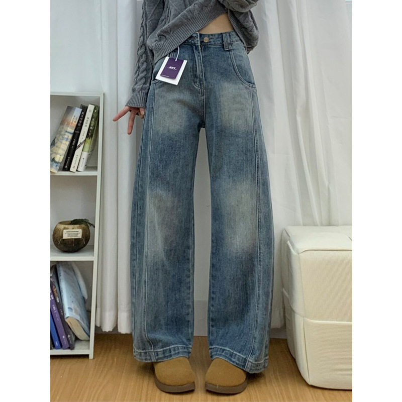 Petite Fashion American Retro Silhouette Scimitar Pants Women 2025 Spring New High-Waisted Slimming Versatile Jeans