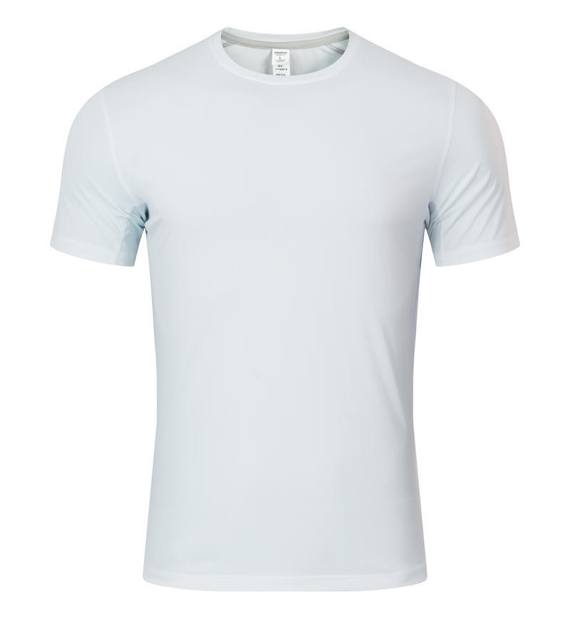 Trajes de gimnasio de verano para hombres y mujeres ropa de entrenamiento al aire libre transfronteriza secado rápido deportivo delgado elástico cuello redondo camiseta transpirable de manga corta