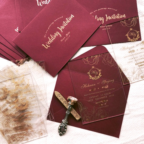 Acrylic wedding invitations, wedding forest-style internet celebrity invitations, wedding invitations, greeting cards, creative hot stamping invitations