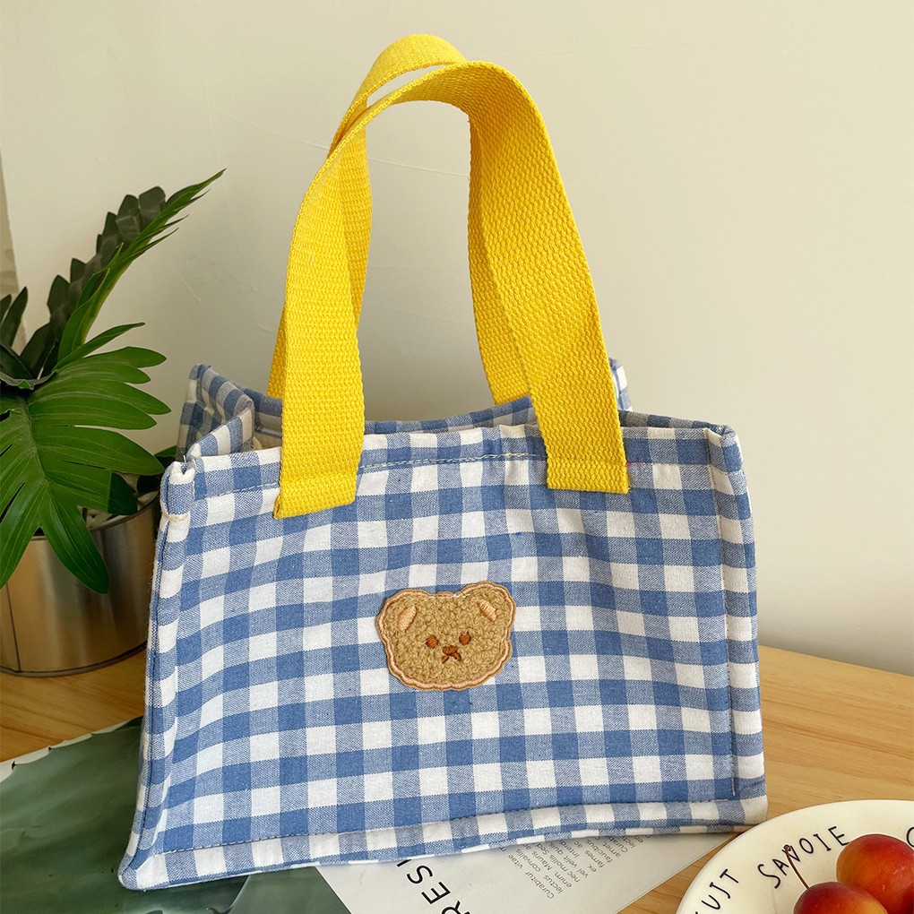Plaid bolsa de almuerzo con aislamiento-azul claro