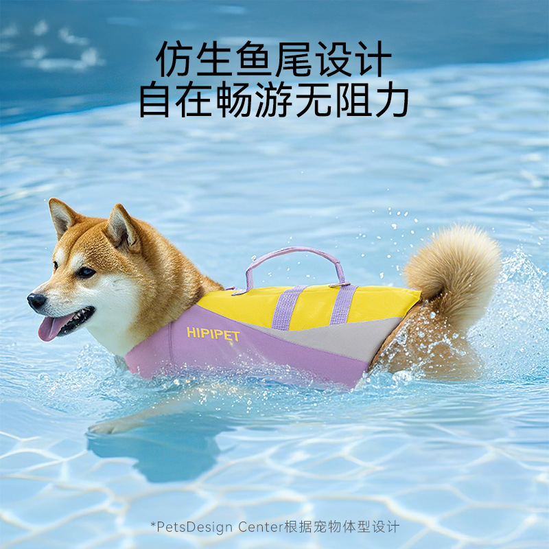 Perros de verano Perros pequeños y medianos Teddy Chaleco salvavidas con costuras en contraste Pet Traje de baño de flotabilidad grande Ropa especial para natación