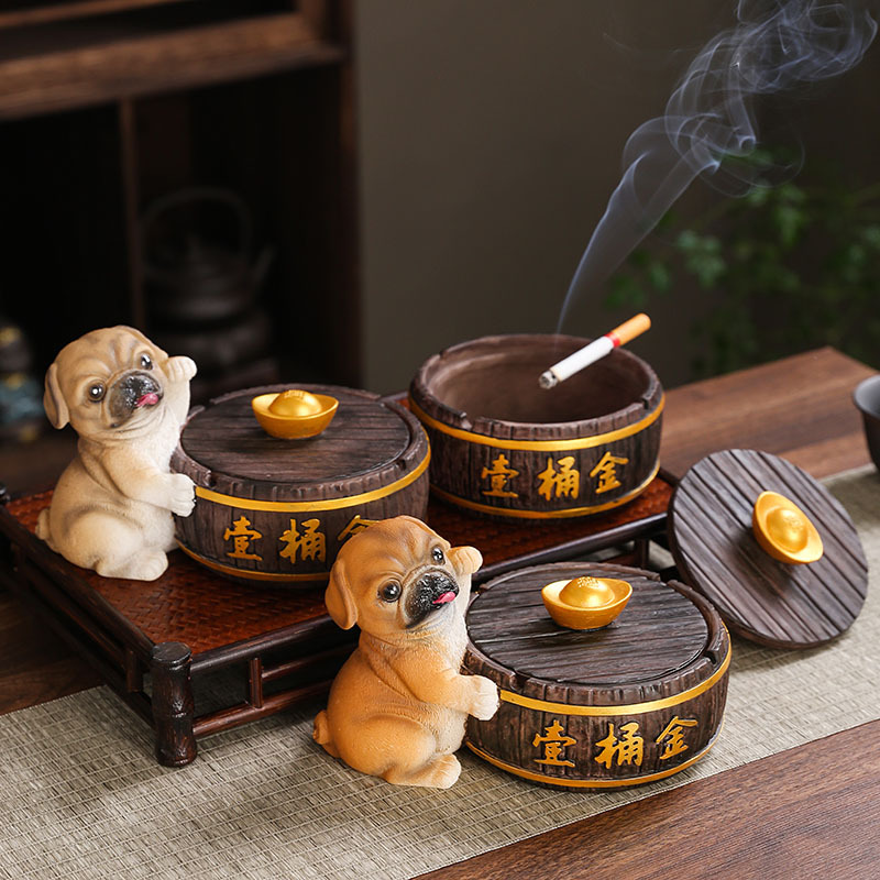 (2개) CARTO DOG 재떨이 뚜껑 창조적 인 독특한 안티 플라이 애쉬 홈 라이트 럭셔리 고급 생일 선물 거실 장식품