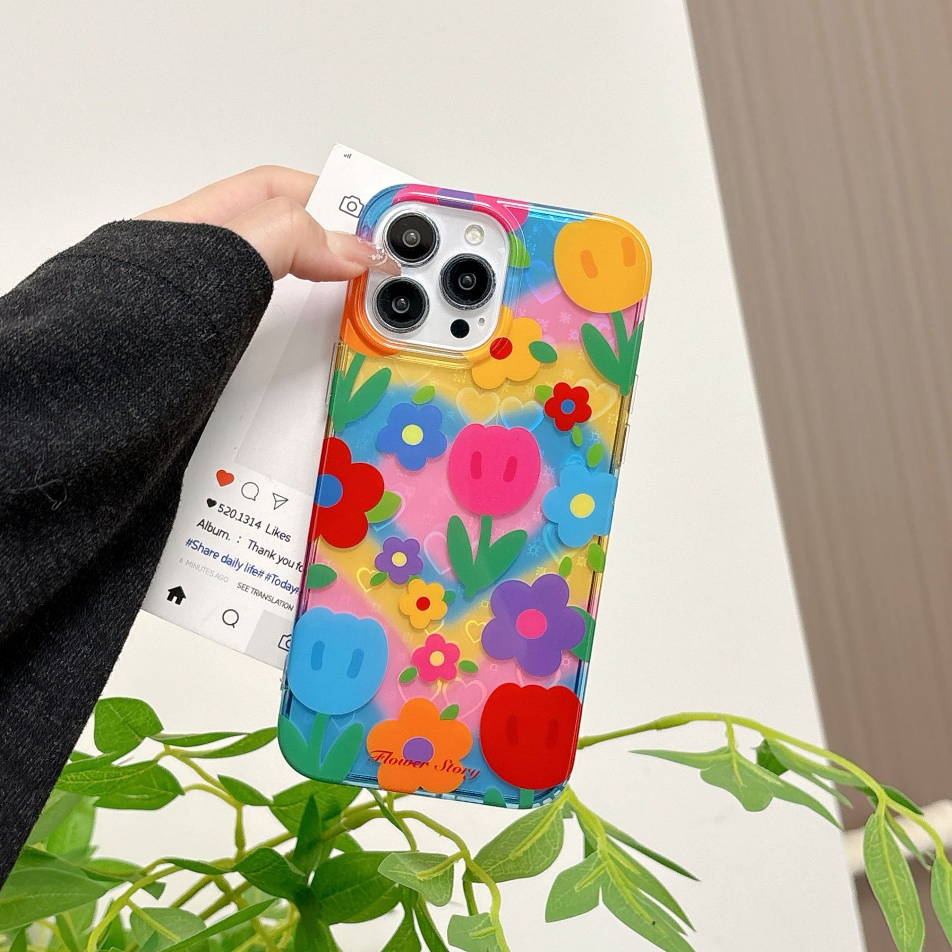 Color graffiti verano tulipanes apple 15ProMax funda para teléfono móvil 16Pro soporte 14/13 nuevo 16PM