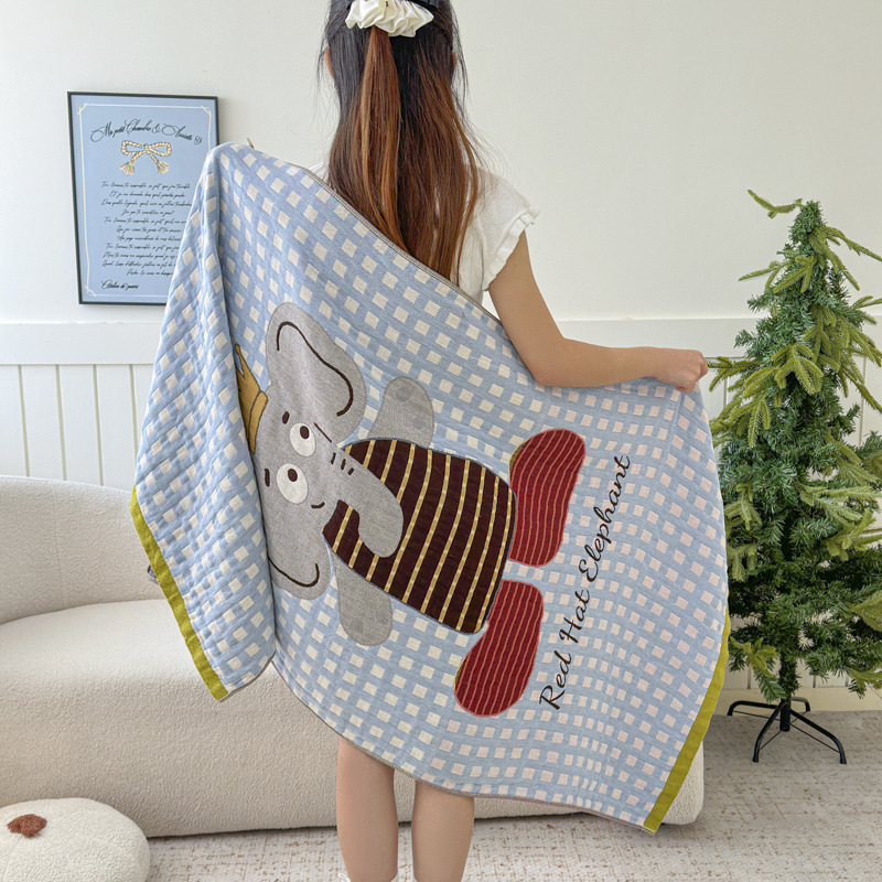 Cartoon Pure Cotton Four-Layer Gauze Bath Towel for Home Use, Adult Oversized Towel, Children's Bath Towel, All-Cotton Absorbent Quick-Dry Bath Towel