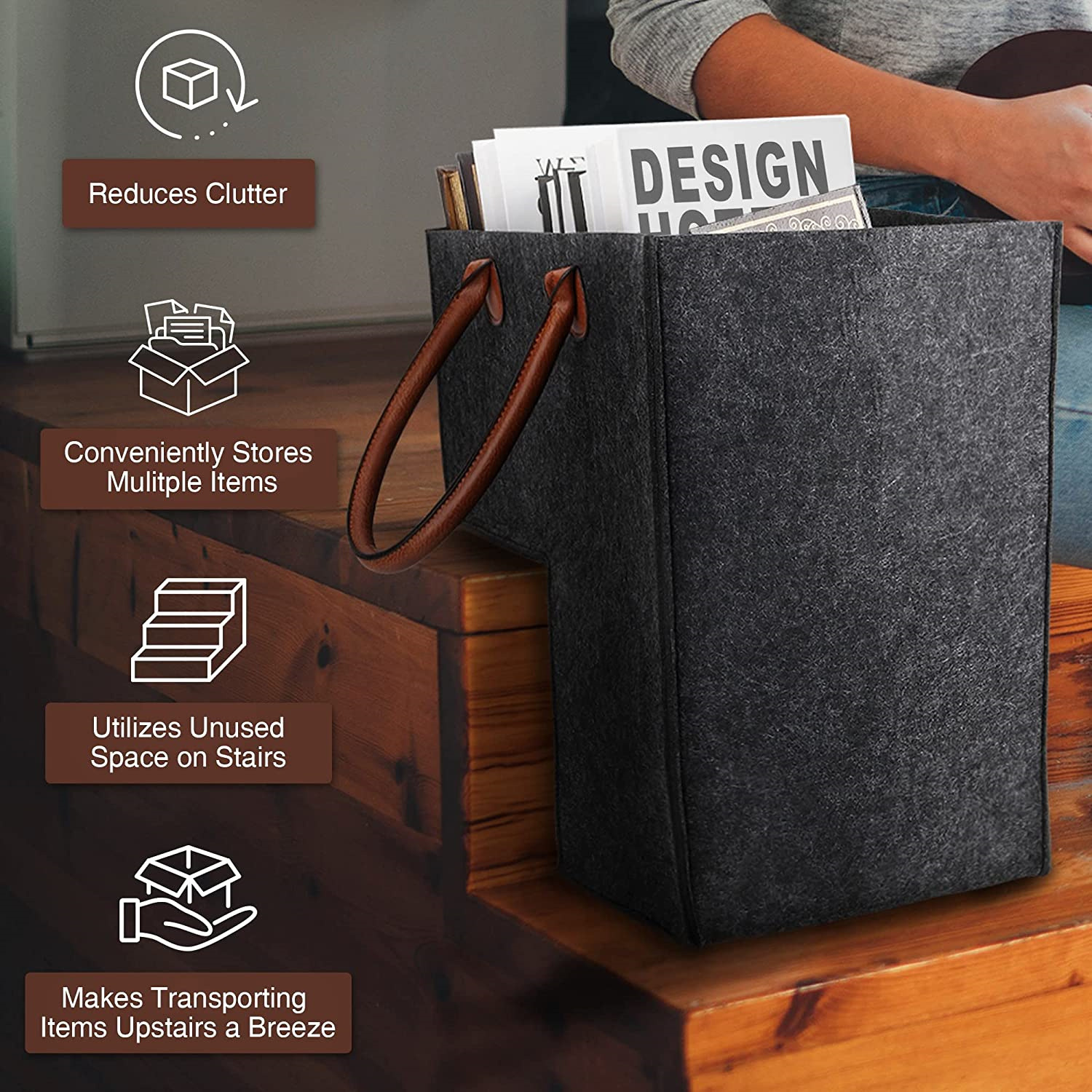 Hogar escalera fieltro canasta de almacenamiento portátil de gran capacidad plegable cuadrado redondo Juguetes Para el hogar cesta de lavandería de color sólido