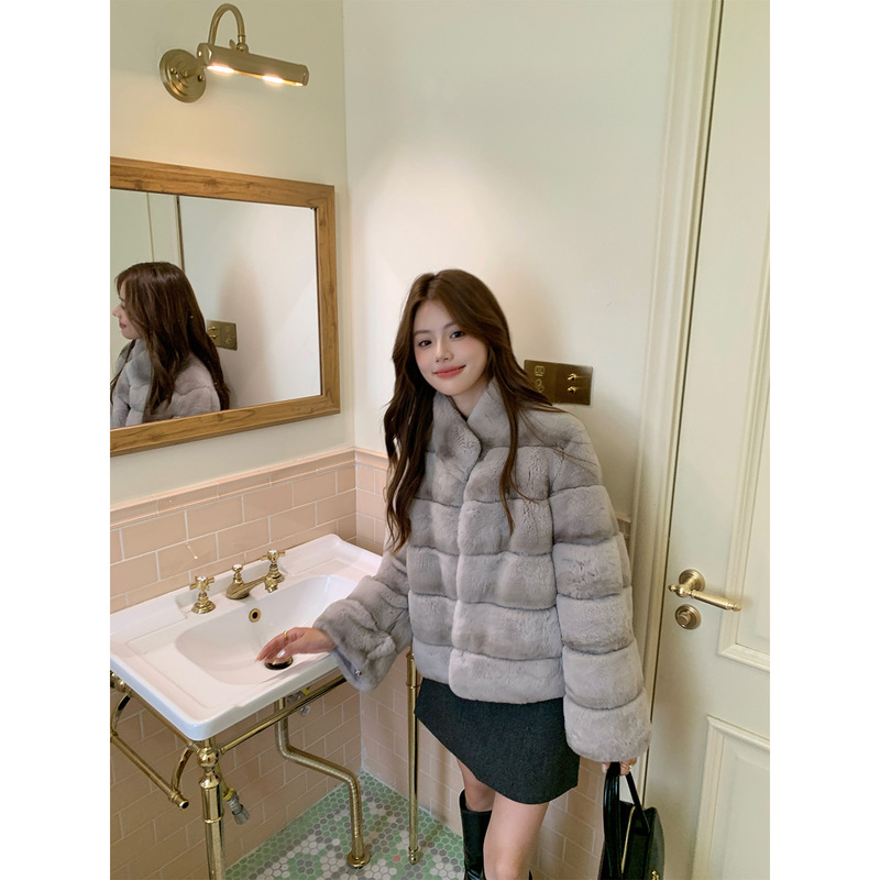 Beloved Totoro Rex Rabbit Fur All-In-One Fur Jacket Women's Short 2025 Winter New Fur Coat