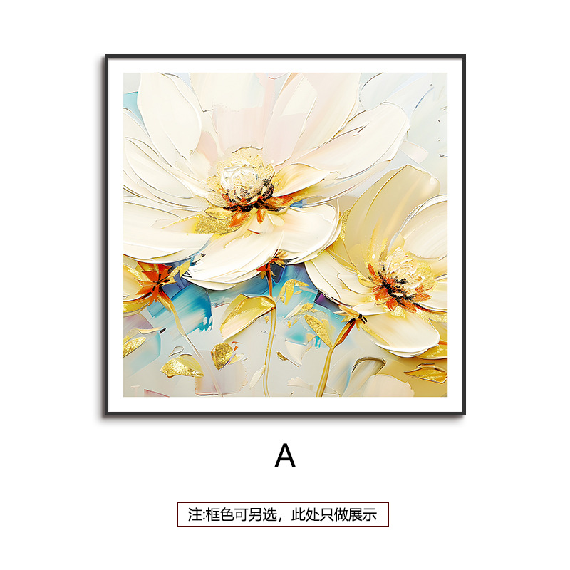 Pintura al óleo simple estilo flor cuadrado dos piezas pintura decorativa hermosa sala de estar comedor pintura colgante dormitorio pasillo mural