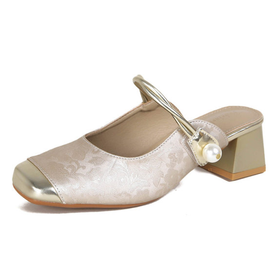Shallow Mouth Shoes Women's Spring and Summer 2023 New Retro Buckle Low Heels Artistic Square Toe Soft Leather Mary Jane Shoes