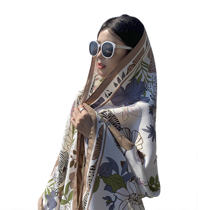 2023 estilo pastoral fresco flor Toalla de playa Mujer primavera y verano ligero viaje al aire libre chal protector solar a prueba de sol bufanda