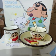 クレヨンしんちゃん新商品セラミック食器ご饭碗可爱い皿セット家庭用一人食碗箸お手顷プレゼント