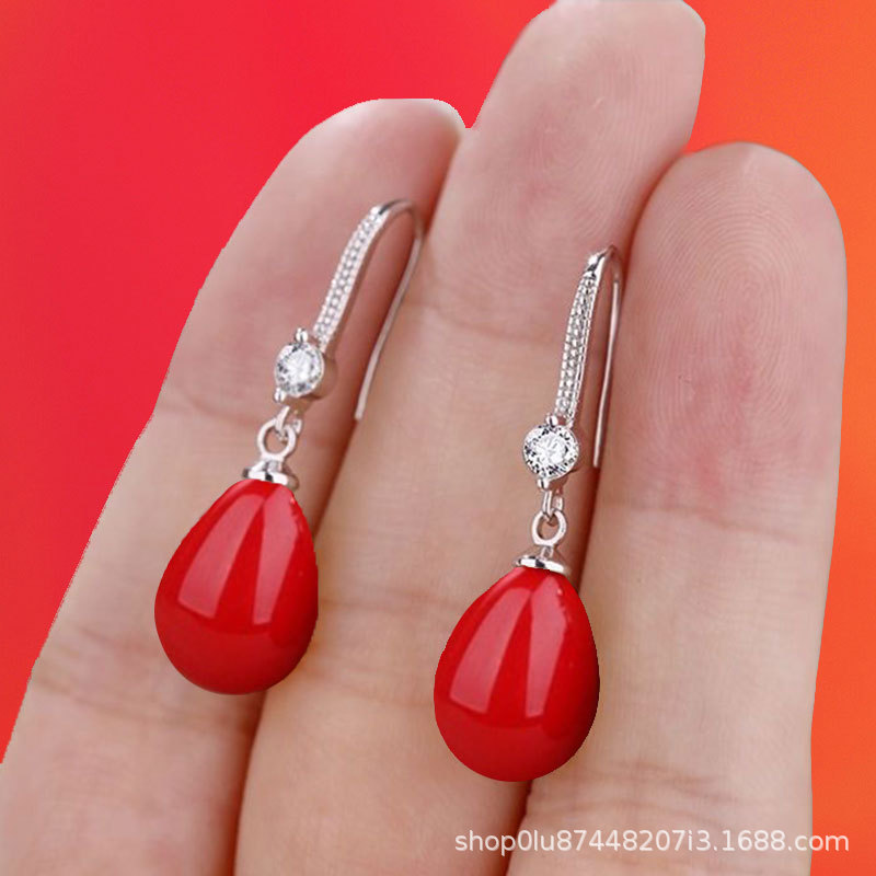 Internet Explosions Pearl Earrings Cross-border E-Commerce AliExpress Amazon Quality Assurance Female Internet Red Ear Hook Earrings